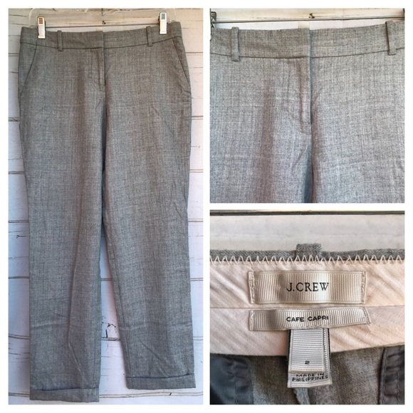 j crew cafe capri gray trouser pants wool size 2 - Picture 2 of 7